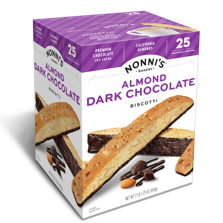 Nonnis Almond Dark Chocolate Biscotti 25 ct