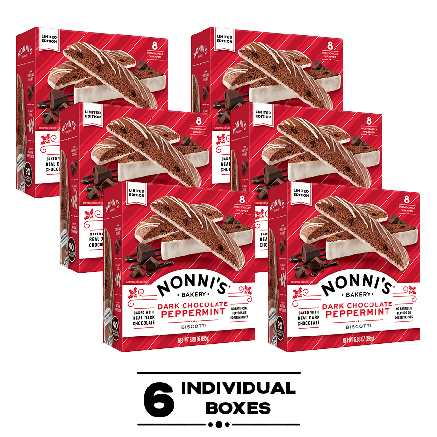 Nonnis Dark Chocolate Peppermint Biscotti 6-pack