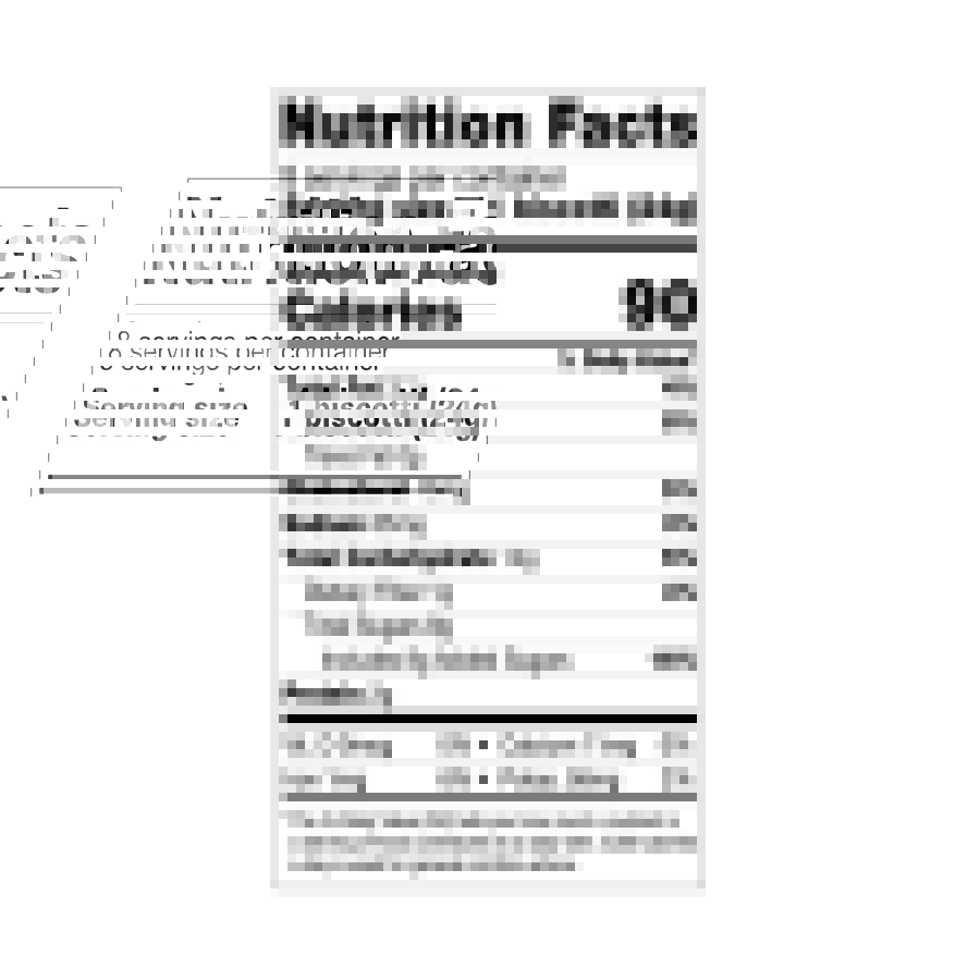 Nonni's Cioccolati Biscotti Nutrition Facts Panel