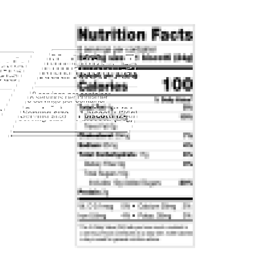 Nonni's Turtle Pecan Biscotti Nutrition Facts Panel
